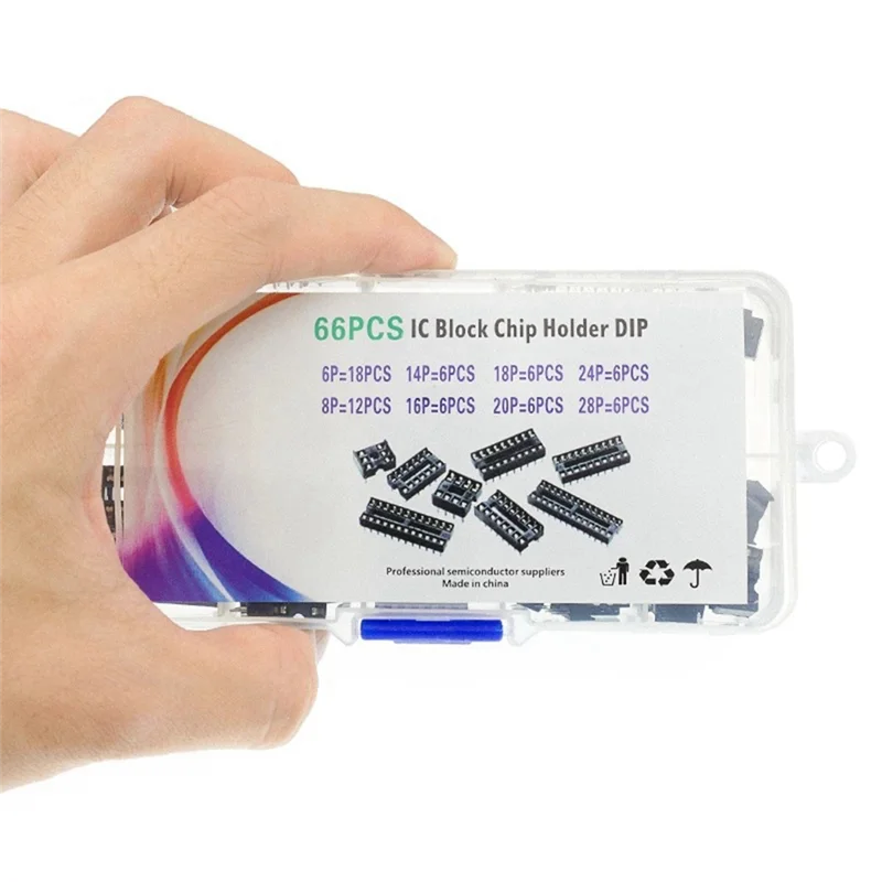 【2025 NIEUW】66PCS IC Chip Houder In Lijn IC Base IC Socket Chip IC Socket Chip Base Monster Box Platte Voet