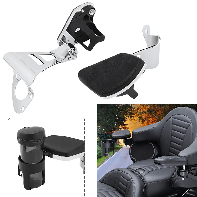 2 PCS Motorcycle Rear Passenger Armrests With Drink Cup Holder For Harley Touring Electra Street Glide Ultra Tri Glides 2024