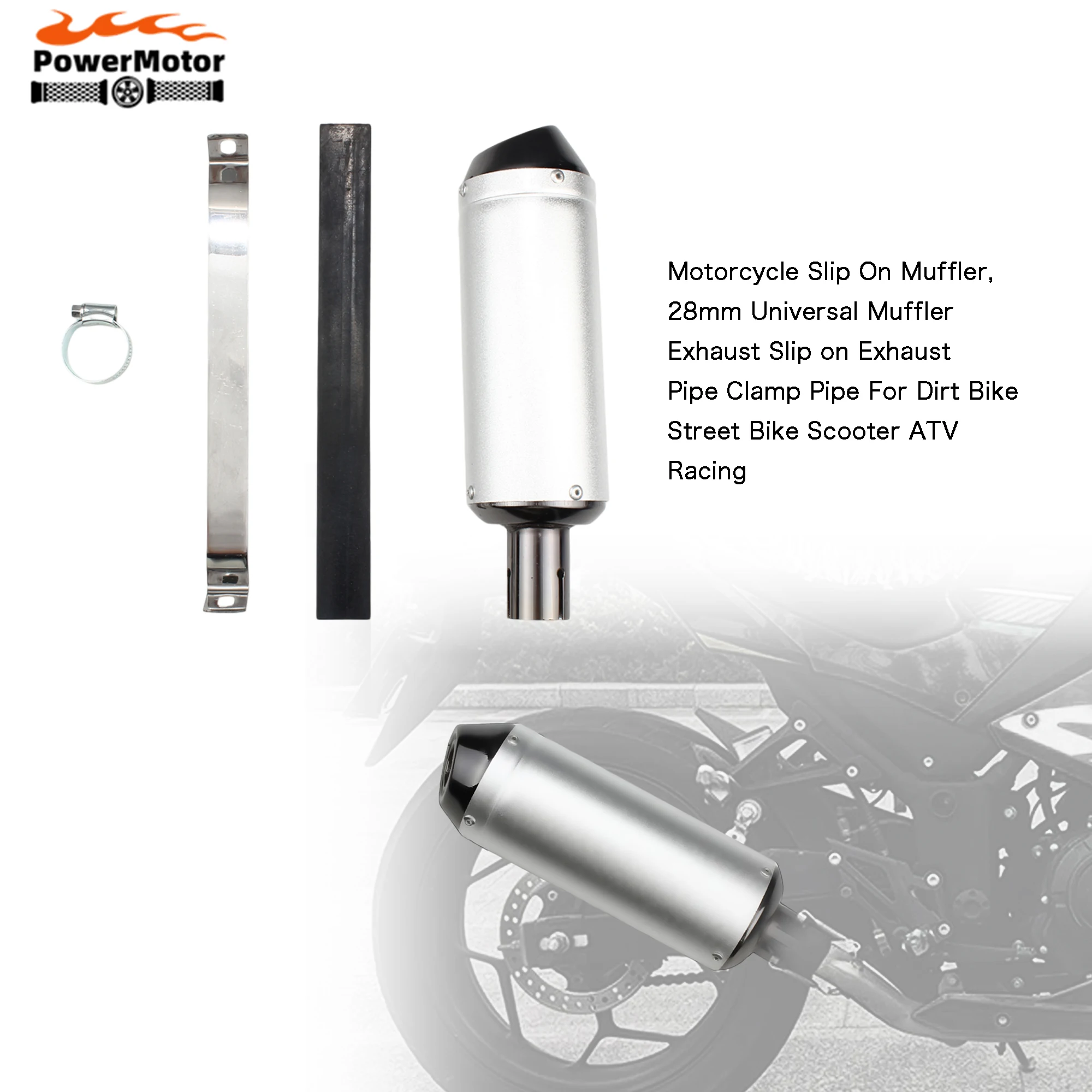 

Universal 28mm Motorcycle Muffler Systems Parts Exhaust Pipe for Dirt Bike 125-250cc ATV Scooter Enduro Motocross Accessories