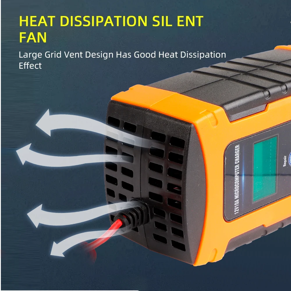 12 فولت 10A شاحن بطارية السيارة Lcd شاشة تعمل باللمس التلقائي الذكية شاحن بطارية نبض إصلاح شواحن الرطب الجاف الرصاص الحمضية