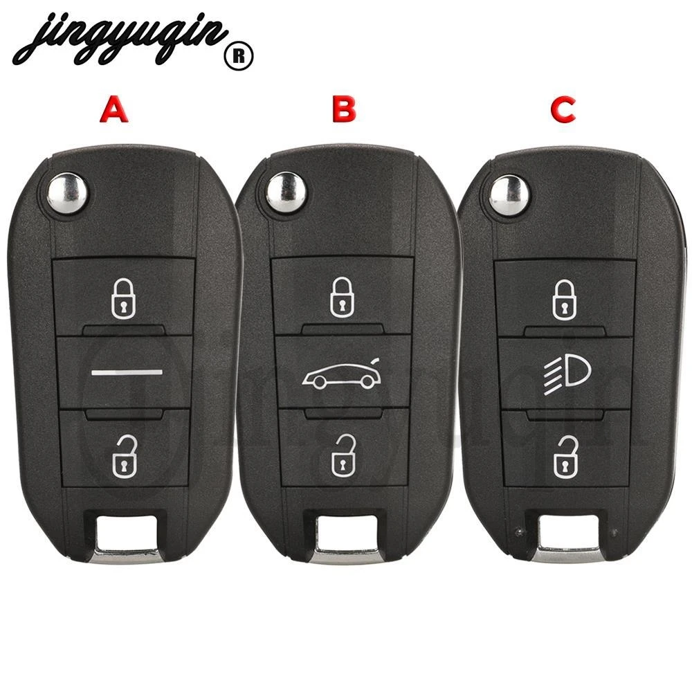 

jingyuqin 10pcs For Peugeot 208 301 308 508 2008 3008 Fit Citroen C3 C4 C4L Remote Key Case Shell HU83 VA2 Blade Fob 2/3Button