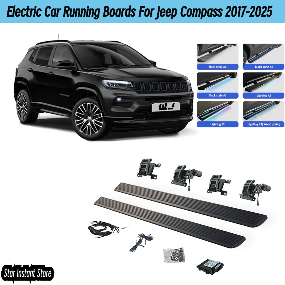 

Auto Retractable Running Boards for Jeep Compass&Commander 2017-2025, Electric Side Steps with LED Lights Anti-Slip Pedal