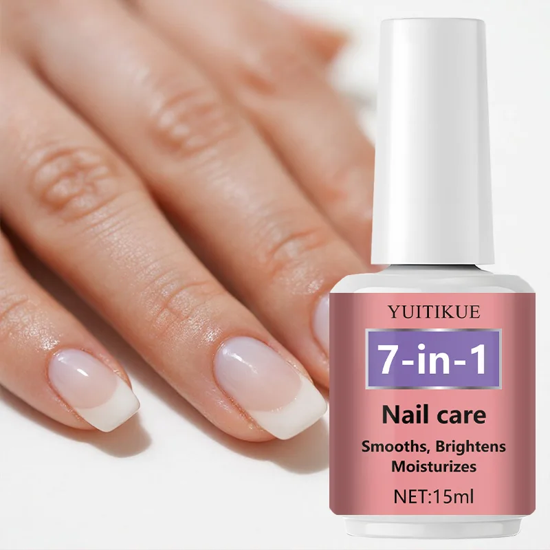 YUITIKUE 7-in-1 Nail Polish 15ml - Smooths, Brightens & Moisturizes Nails, Fast Drying, Non-Sticky Base Coat & Top Coat