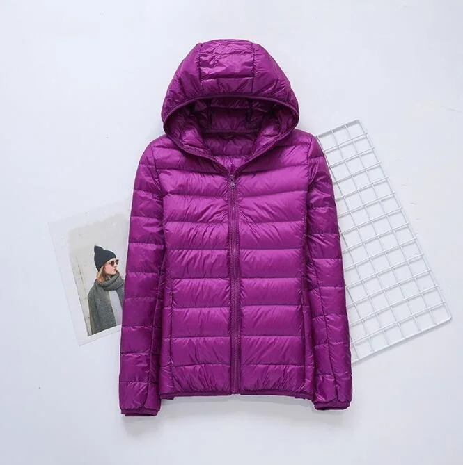 Woman's Ultra Light Winter White Duck Down Jacket Women Lightweight Padded Female Jacket Slim female Hooded Coat
