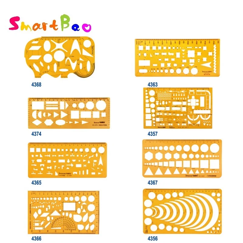 Plastic Drawing Template Ruler Kit Building Geometric Drawing Ruler for Drafting Illustrations Architecture Wholesale