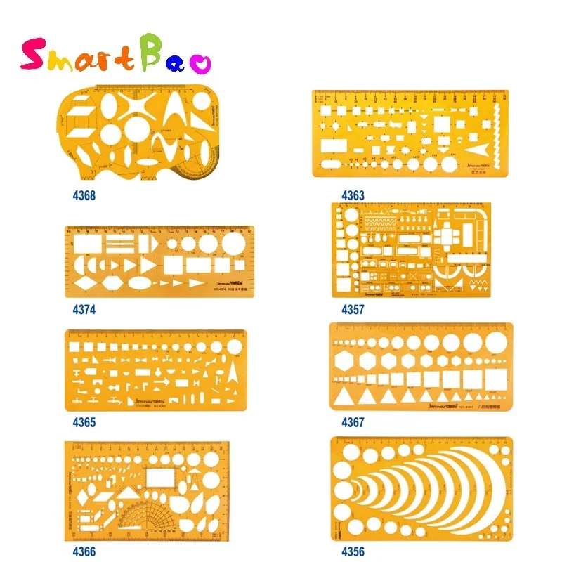 Kit de reglas de plantilla de dibujo de plástico, regla de dibujo geométrico de construcción para dibujar ilustraciones, arquitectura al por mayor