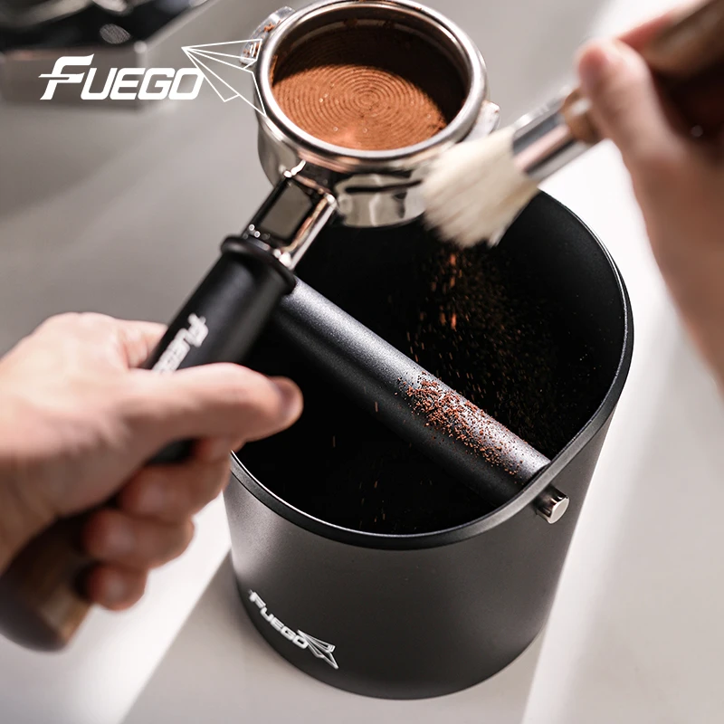 Fuego Coffee Knock Box 0.8L Shock-Absorbent Espresso Knock Box With Removable Knock Bar and Non-Slip Base Barista Accessories