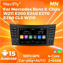 Navifly 7inch Wireless CarPlay 2Din Car Radio For Mercedes Benz E-class W211 E200 E220 E300 E350 E240 E280 CLS CLASS W219 GPS BT