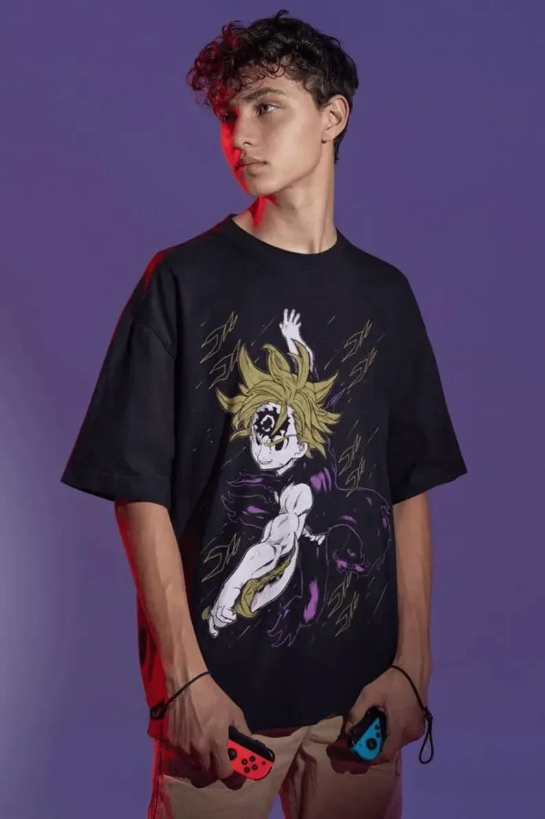 تي شيرت Meliodas The Seven Deadly Sins للجنسين: Nanatsu no Taizai Anime Retro Style لمحبي