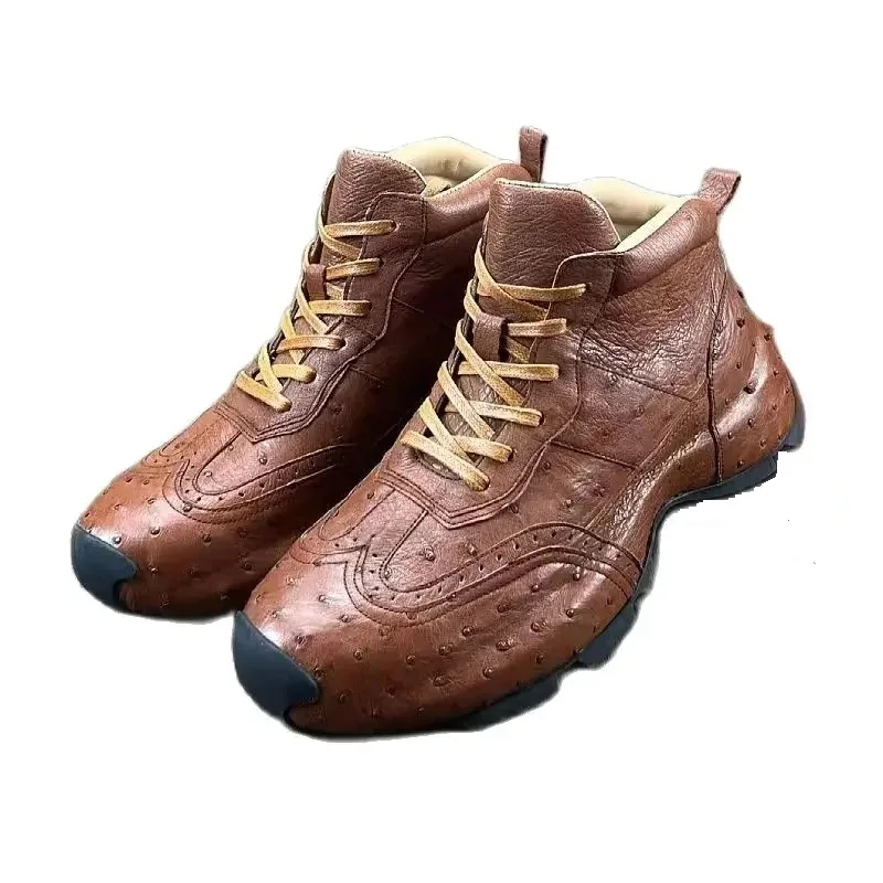 

BATMO 2024 new arrival Fashion Ostrich skin causal shoes men,male Genuine leather shoes PDD449