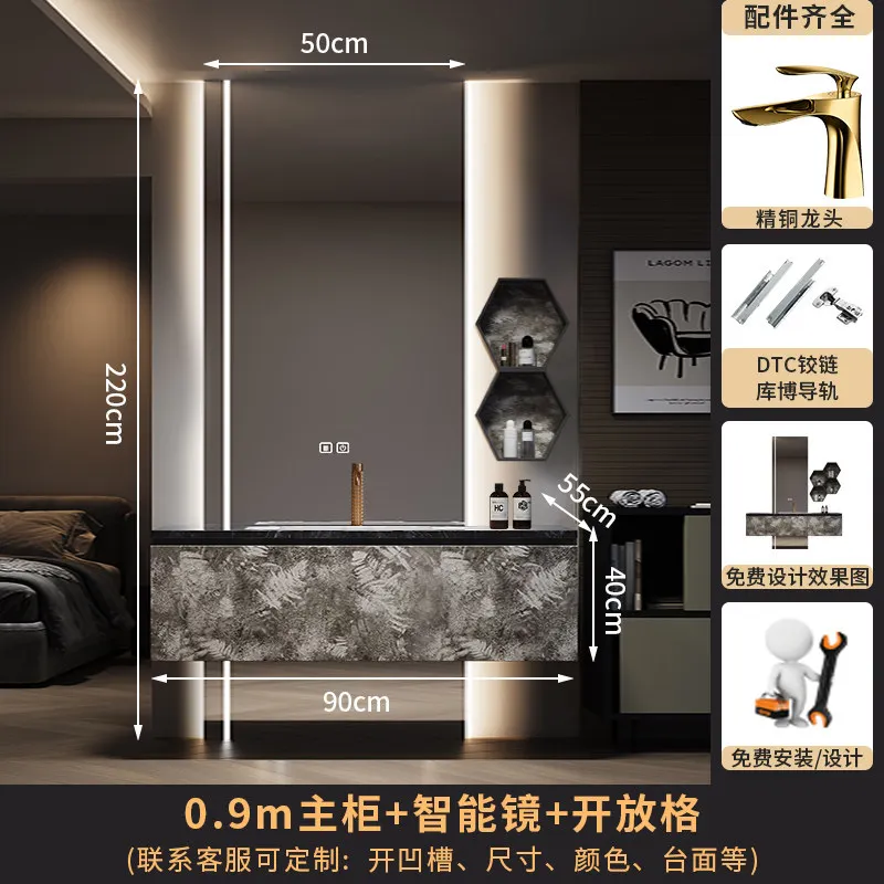 Italian hotel wind rock slab seamless ceramic integrated basin bathroom cabinet combined toilet washstand