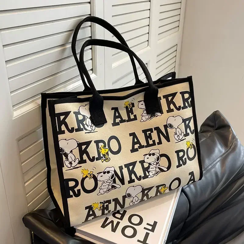 

snoopy Canvas Shoulder Bag Women's Tote Bag Travel Shopping Bag cartoon Large Capacity Student Fashion handbag