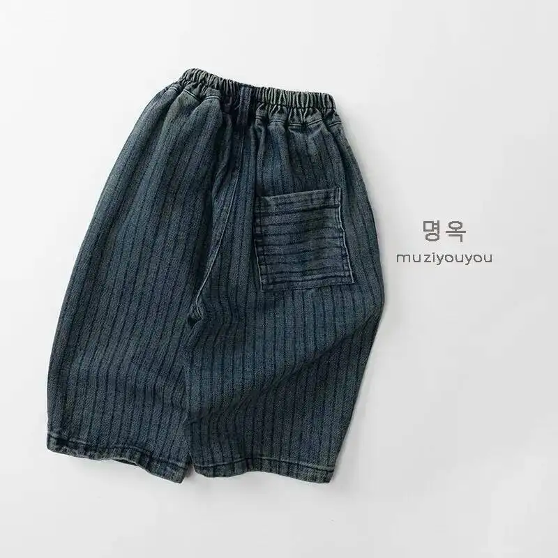 Frühling Herbst Kinder Jeans 1-8 Jahre Jungen Mädchen Gestreifte Denim-Hosen Gerade Hosen Koreanische Kleinkinder-Bekleidung Unterteile für Kinderkleidung – Detail 2