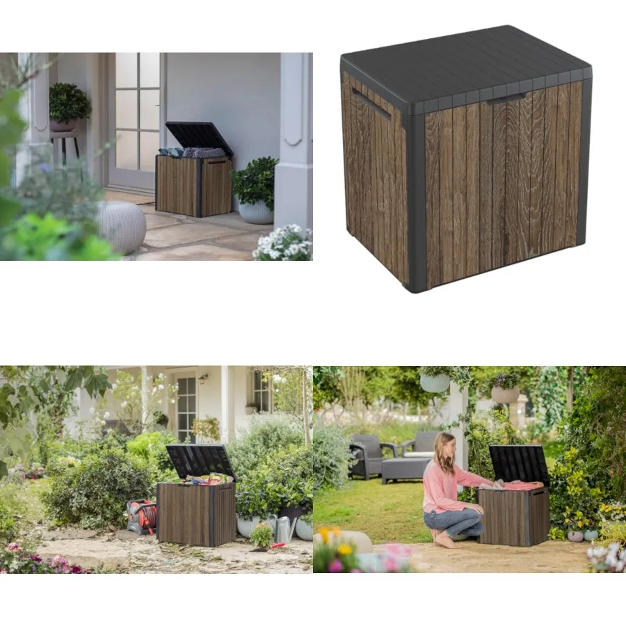

Signature Everwood Resin Outdoor Storage Box and Patio Furniture Side Table for Pool and Garden Accessories
