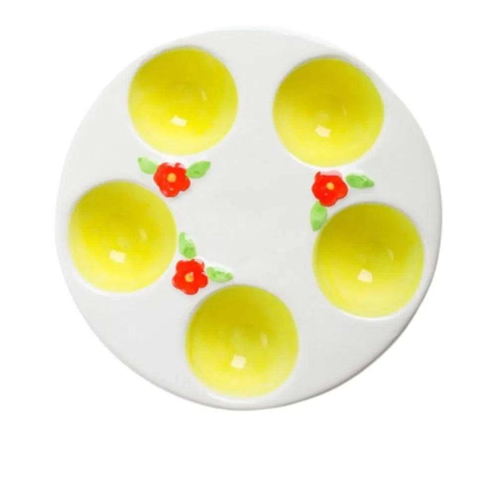 

Practical Cute Egg Tray Chick Design Ceramic Egg Holder Cartoon Home Decor Egg Storage Compartments for Breakfast