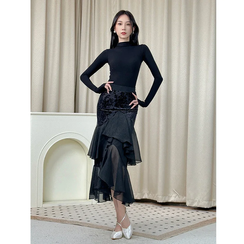 2024 Ballroom Dance Skirt Women Practice Clothes Adult Waltz Dance Costume Club Prom Ballroom Dance Performance Skirt BL14207