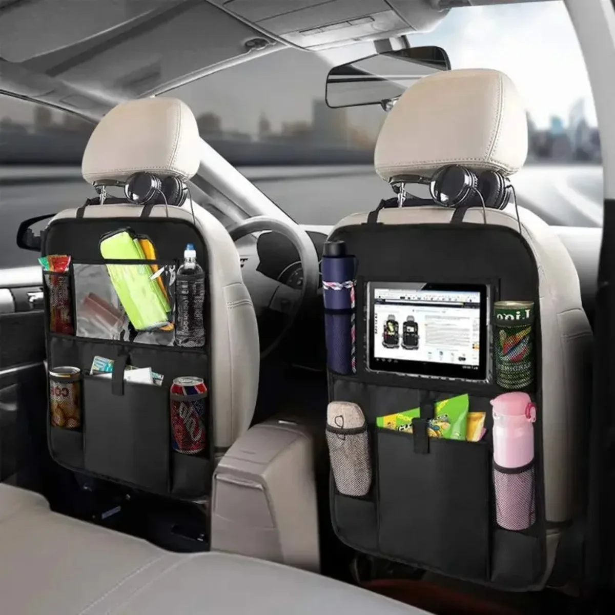 Touchscreen-Tablet-Halter Auto-Rücksitz-Organizer Auto-Aufbewahrungstaschen Sitzrückenprotektoren Auto-Zubehör