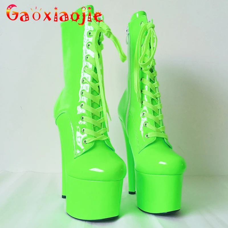 8 Inch High Covered Platform Stripper Heels Ankle Pole Dancing Boots Color del caramelo Fashion Sexy Knight Female Fast Shipping