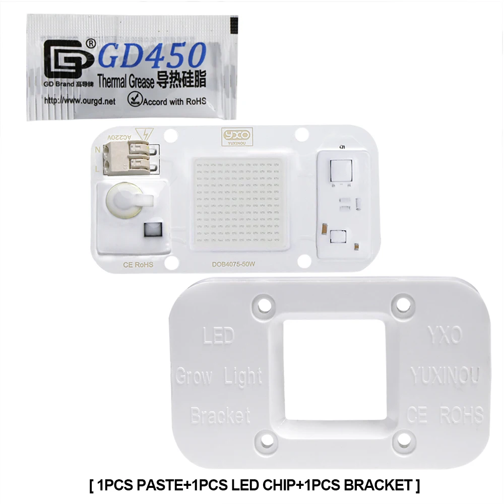 Cuentas de lámpara LED COB sin conductor AC 220V 240V 20W 30W 50W DOB Chip Led DIY espectro completo foco de bombilla