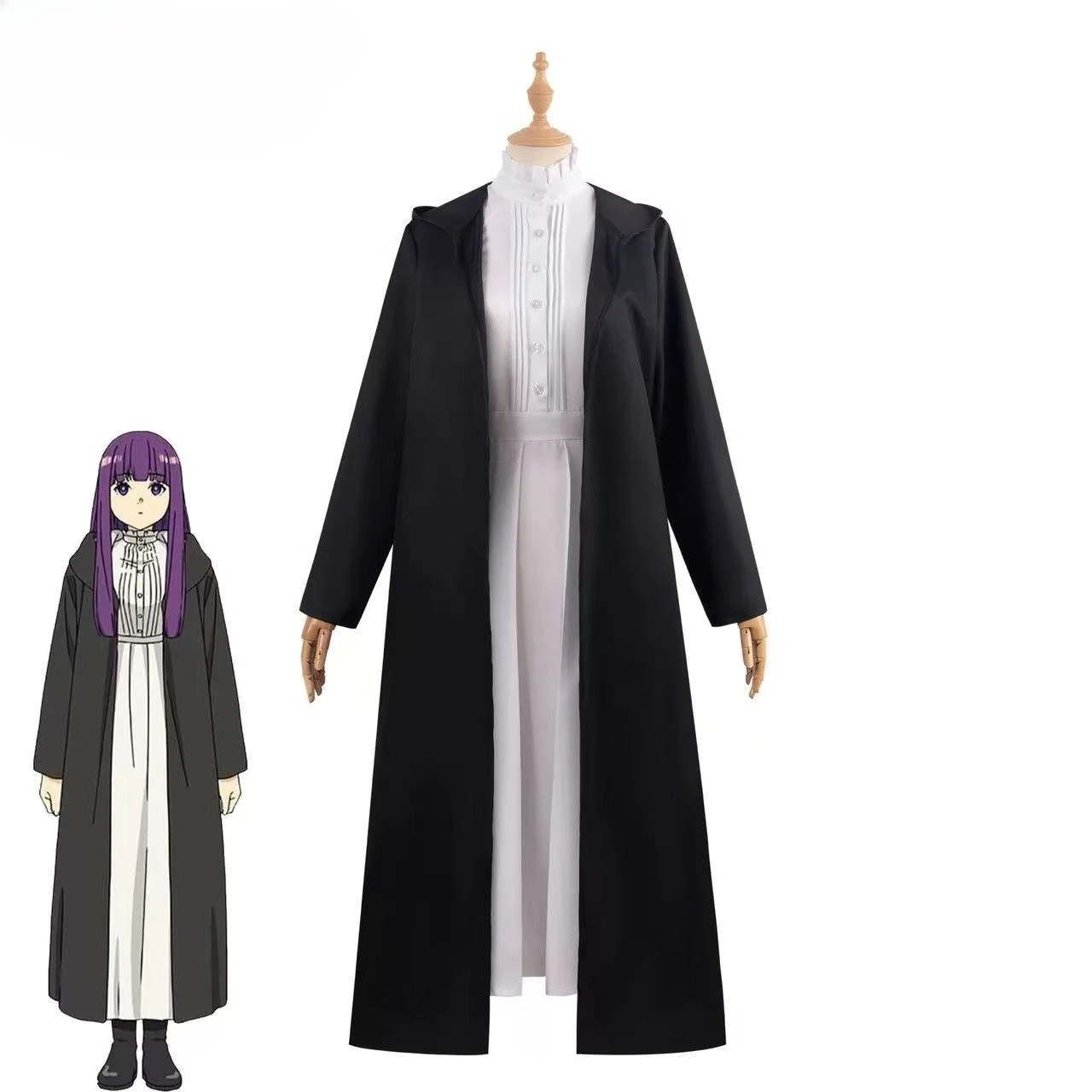 

Frieren Beyond Journey's End Anime Fern Cosplay Costume Cloak Dress Coat Set Casual Wearing Halloween Party Outfits for Women
