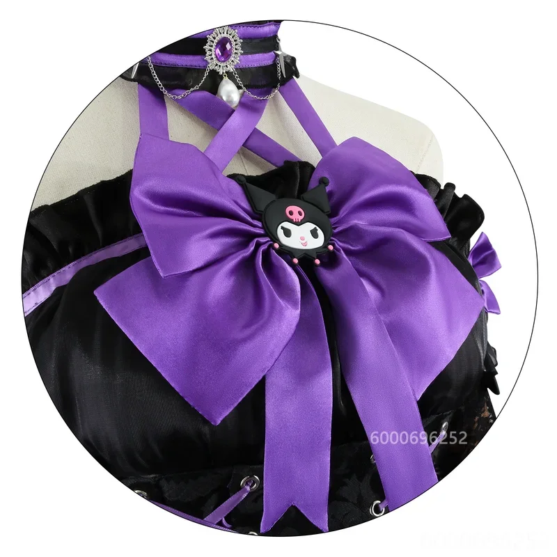 In Stock Identity V Bloody Queen Kuromi Cosplay Costume Black Lolita Gothic Long Dress with Wig Full Set for Halloween Xmas@0Z*