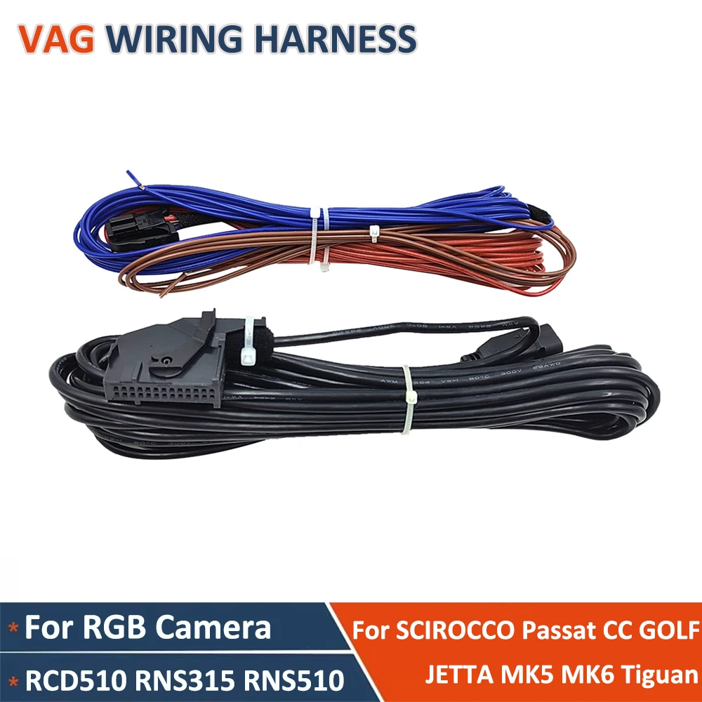 Für RCD510 RNS315 RNS510 SCIROCCO Passat CC JETTA MK5 MK6 GOLF Tiguan RGB Backup Rückansicht Kamera Kabelbaum Kabel