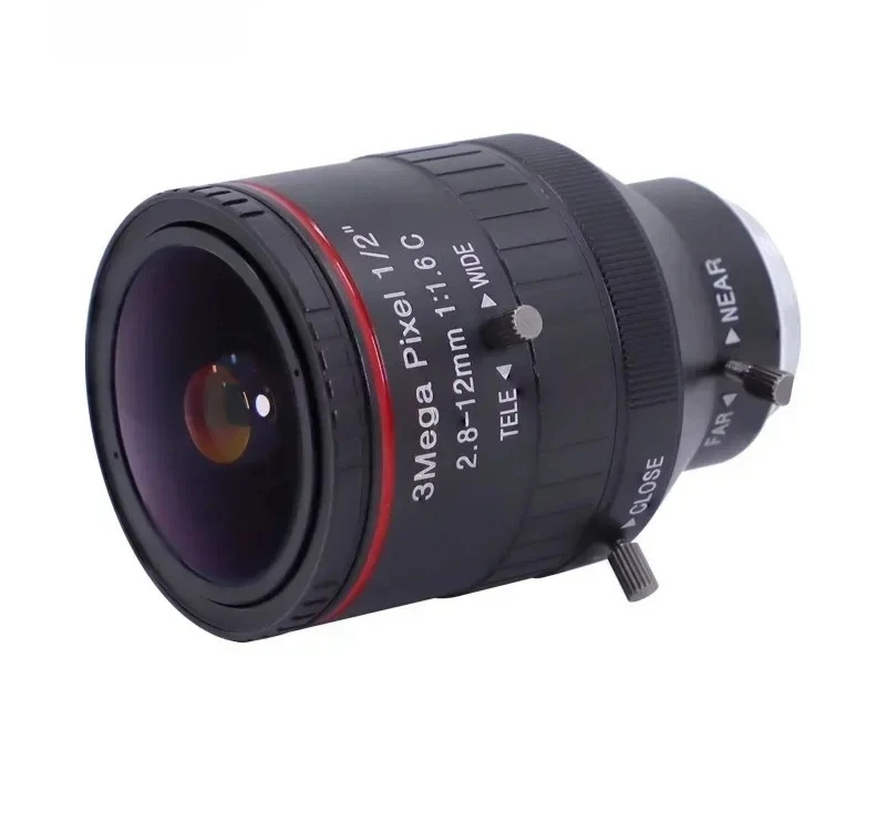 C-port industrial zoom lens 2.8-12 mm wide-angle low distortion camera lens manual aperture surveillance lens 1/2