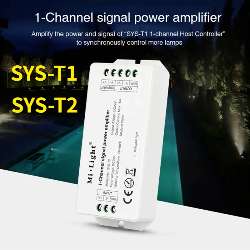 

Miboxer SYS-T2 1-Channel Signal Power Amplifier SYS-T1 1-Channel Host Controller 15A DC24V 2.4G Control for SYS Series LED Light