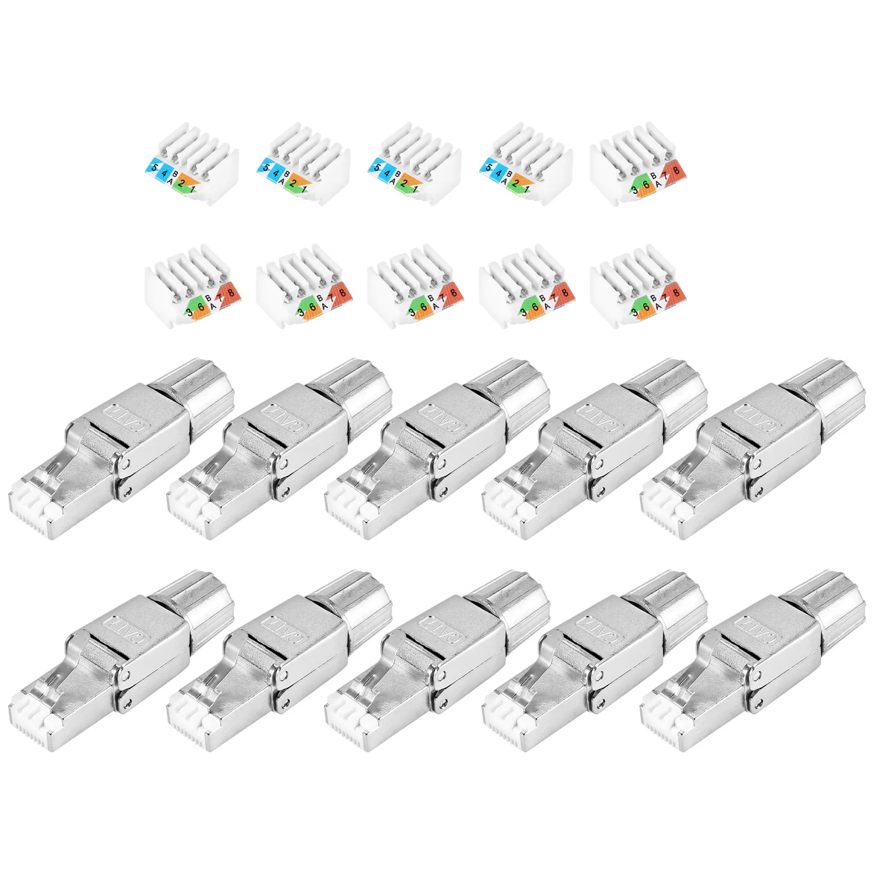 ABJT RJ45 Cat7 Connectors Tool-Free Reusable Shielded Ethernet Termination Plugs, Internet Plug, Fast Field Installation