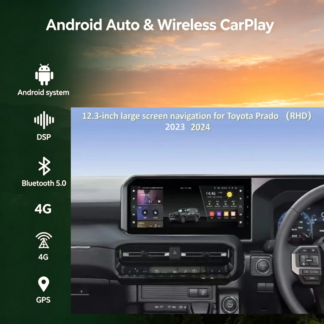 For Toyota Land Cruiser Prado 250 LC250 2023-2025 Android Car Radio Touch Screen Stereo Receiver Autoradio Multimedia GPS BT 5.0