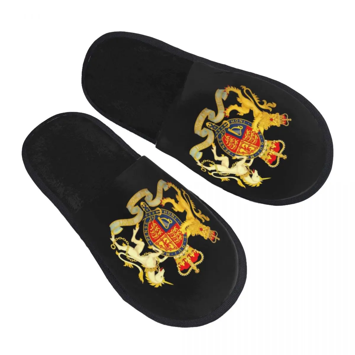 Custom Royal Coat Of Arms Of The United Kingdom Government Memory Foam House Slippers Women British Cozy Warm Anti-Skid Slipper