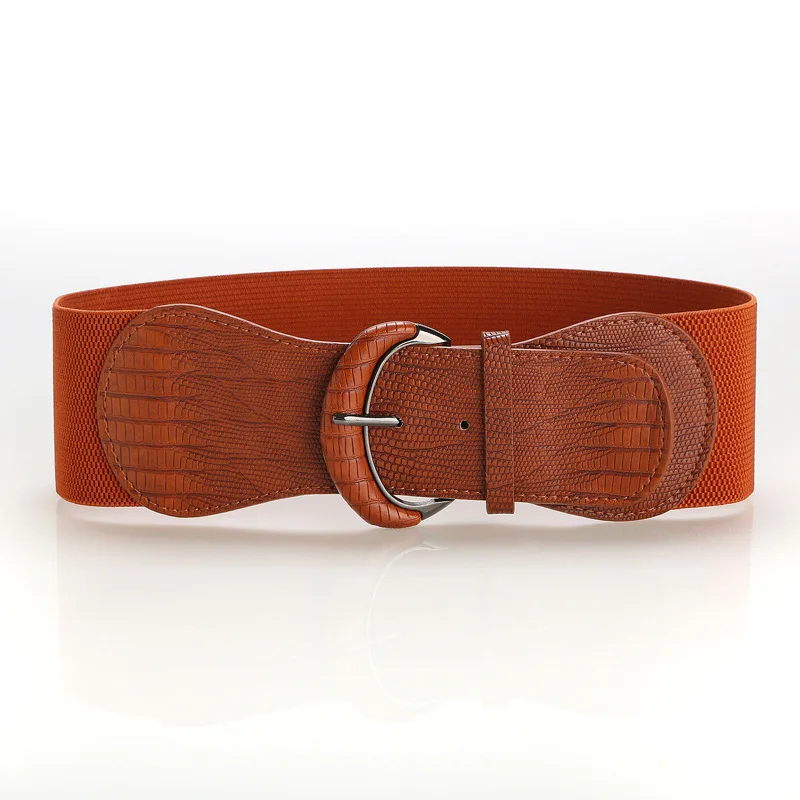 New Design Women Belt Red Fashion Luxury Waist Cover Dress Leather BucklePrint Cartoon Pattern Elastic Wide Clothing Accessories