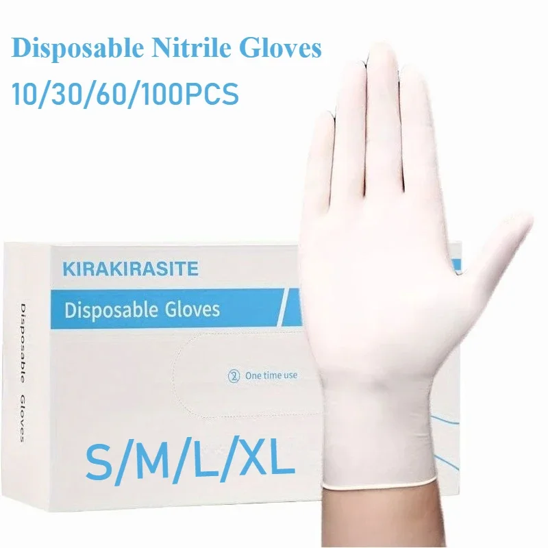 White Nitrile Disposable Gloves Powder & Latex Free Gloves for Kitchen Cooking Household Beauty Petcare Hair Dye Cleaning Gloves