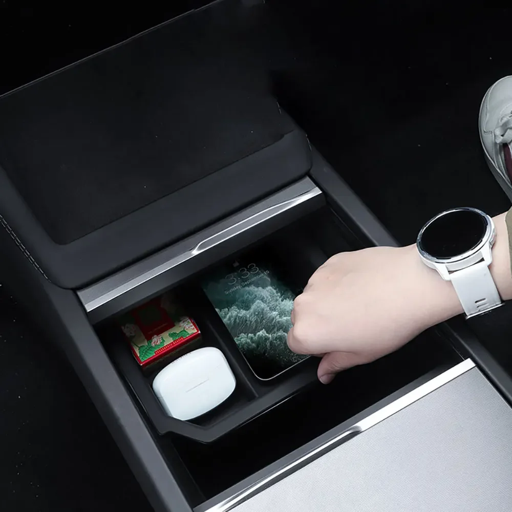 

Center Console Organizer For New Tesla Model Y Juniper (2025-2026) Silicone And ABS double-layer storage box