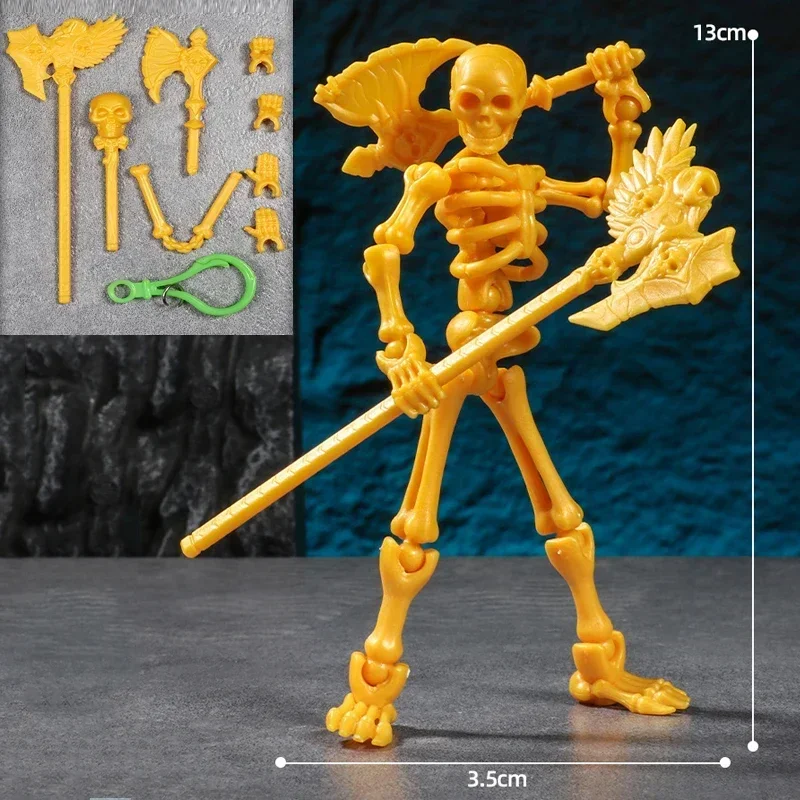 Modelo de caveira tridimensional, brinquedos de montagem, caveira multiarticular e decoração de fantoche de osso, figuras de ação, presentes de anime, jogos