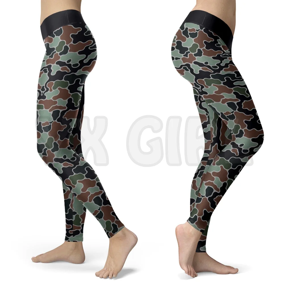 YX สาวสำหรับสาวการล่าสัตว์ Camo สีส้ม3D พิมพ์ Leggings เซ็กซี่ยืดหยุ่นหญิงผอม Leggings โกธิคโยคะ Leggings