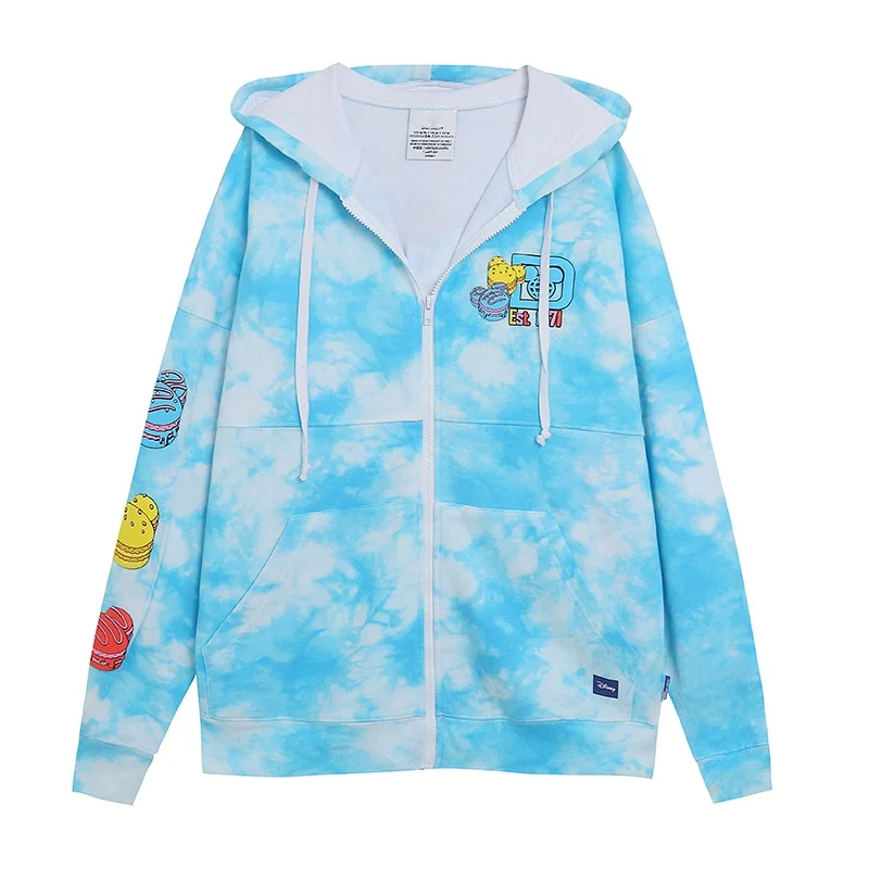 

Толстовка свободного кроя на флисовой подкладке с длинными рукавами, на молнии, с мультяшным принтом, в уличном стиле, молодежная, с эффектом окрашивания, верхняя одежда