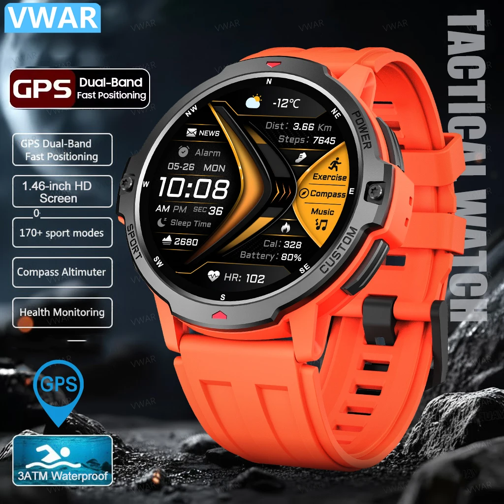 

Sport Smart Watch Dual-Band GPS GoMore Algorithm Run Smartwatch 3ATM Wateproof Compass Altimeter Bluetooth Call Fitness Tracker