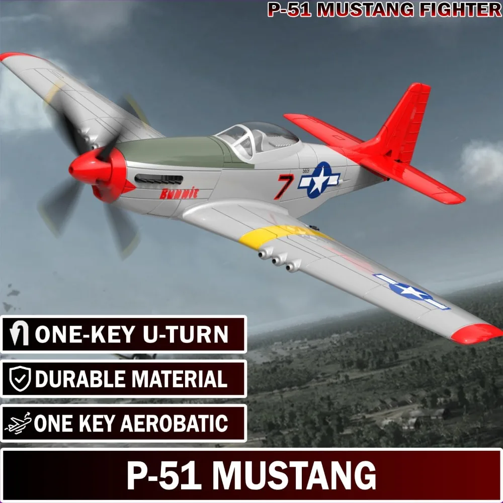 P51 Mustang Avión RC de 4 canales: Avión acrobático para principiantes, regalo perfecto para entusiastas de la aviación