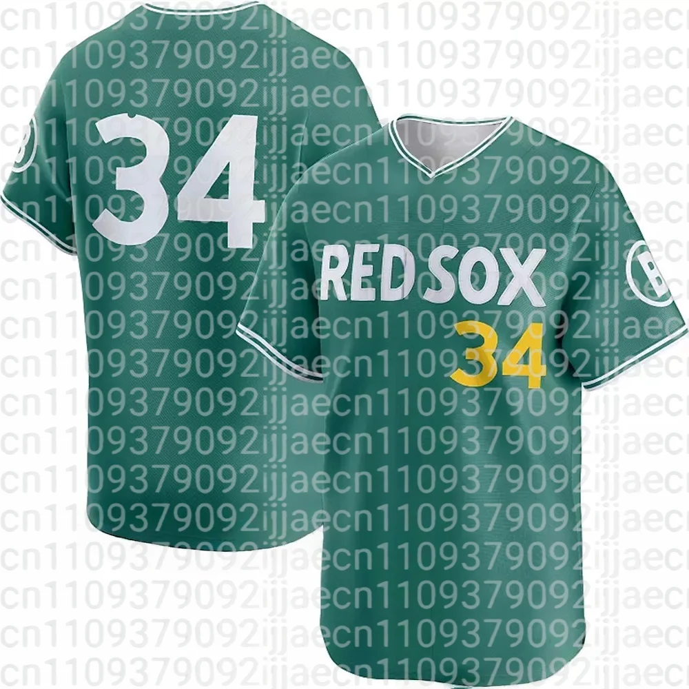 FamilyMatching Red Sox Green Baseball Jersey FamilyMatchingTops Sport Casual Breathe City Connect‘34’ Jersey3D Fashion Clothes