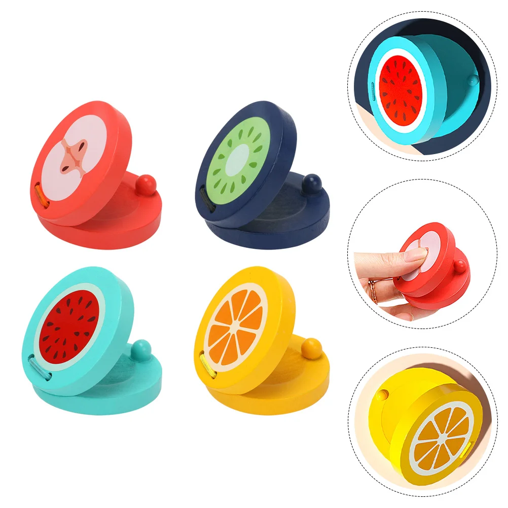 4 Pcs Castanets Children Instruments Kid Percussion Toys Children’s Wooden Finger Preschool Musical