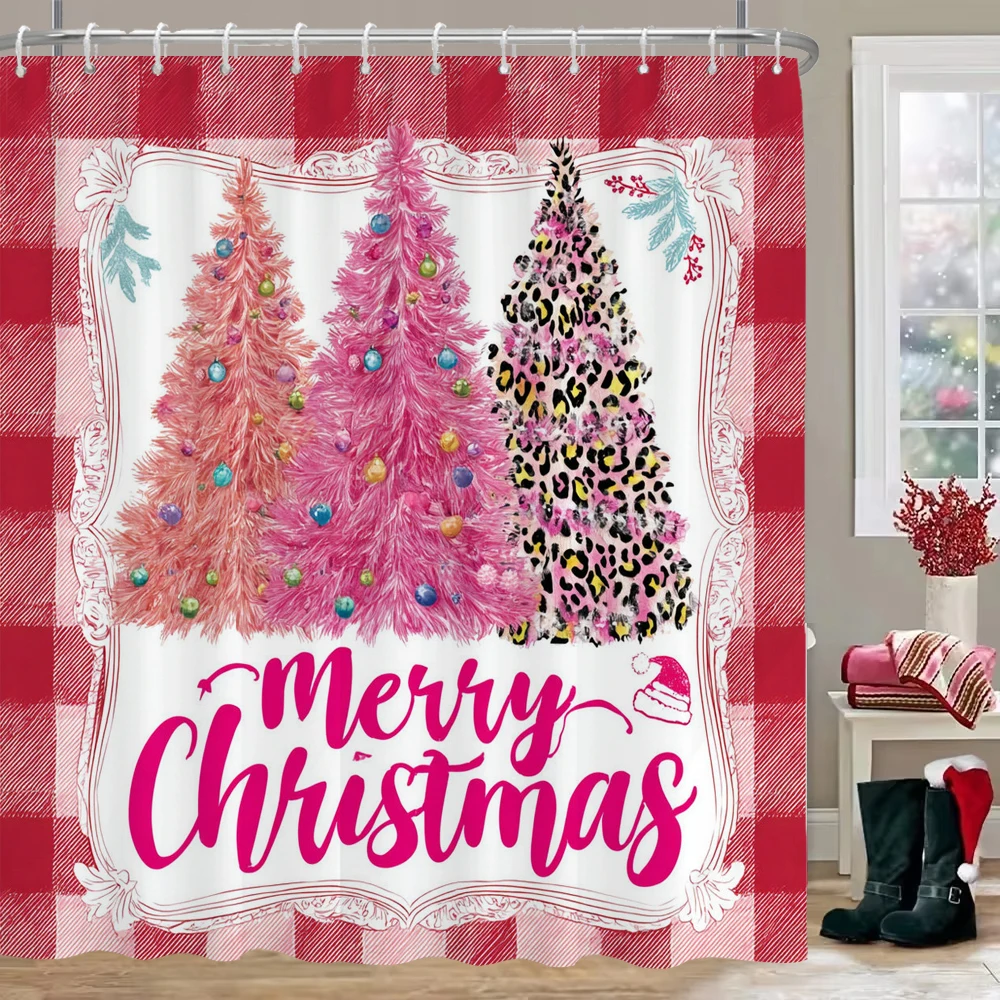 

Занавеска для душа в виде рождественской елки, занавеска для ванной комнаты, занавеска для душа с Рождеством, украшение для дома, рождественская занавеска с крючками
