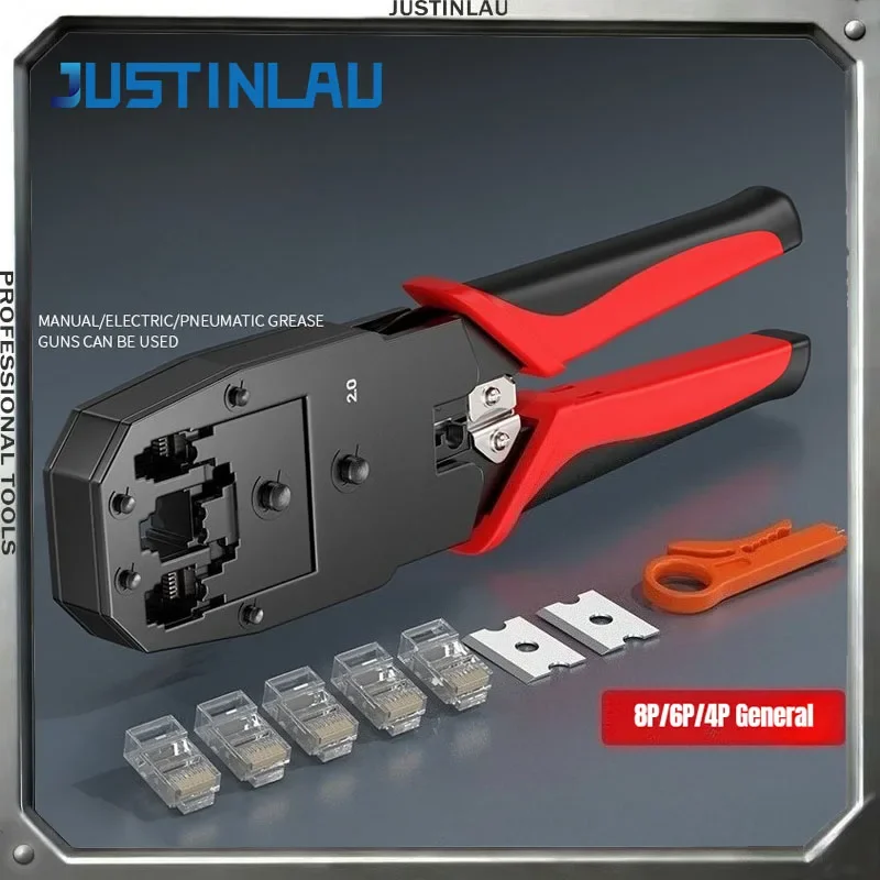 

1PC Network Cable Crimping Tool Multifunctional 4P/6P/8P Crimping Stripping and Cutting Pliers Network Cable Stripping Tool