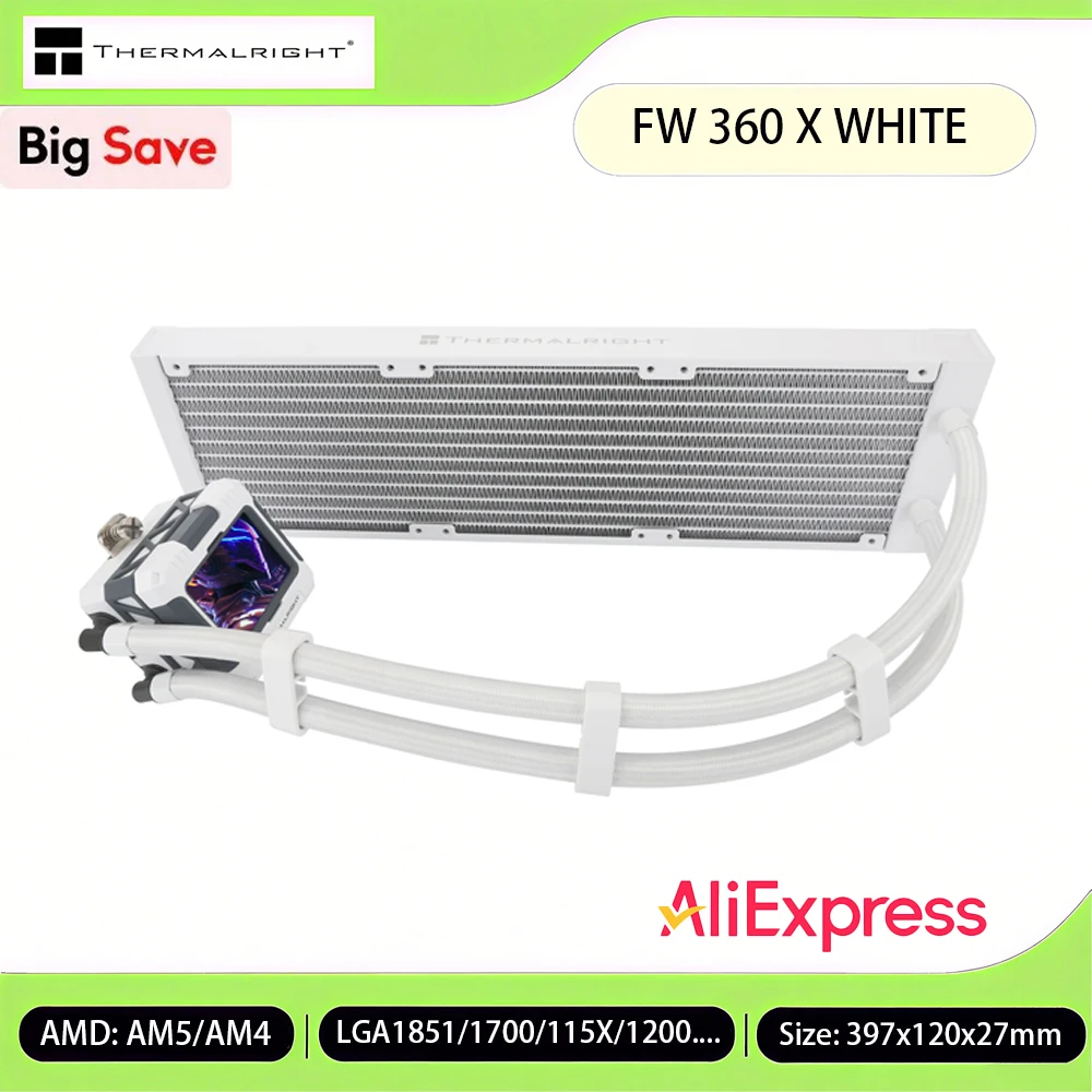 

Thermalright Frozen Warframe 360 X White All-In-One Water Cooler 360mm, No Fan Version/DIY Theme/Reduce Noise/LGA 1851/AM5/AM4