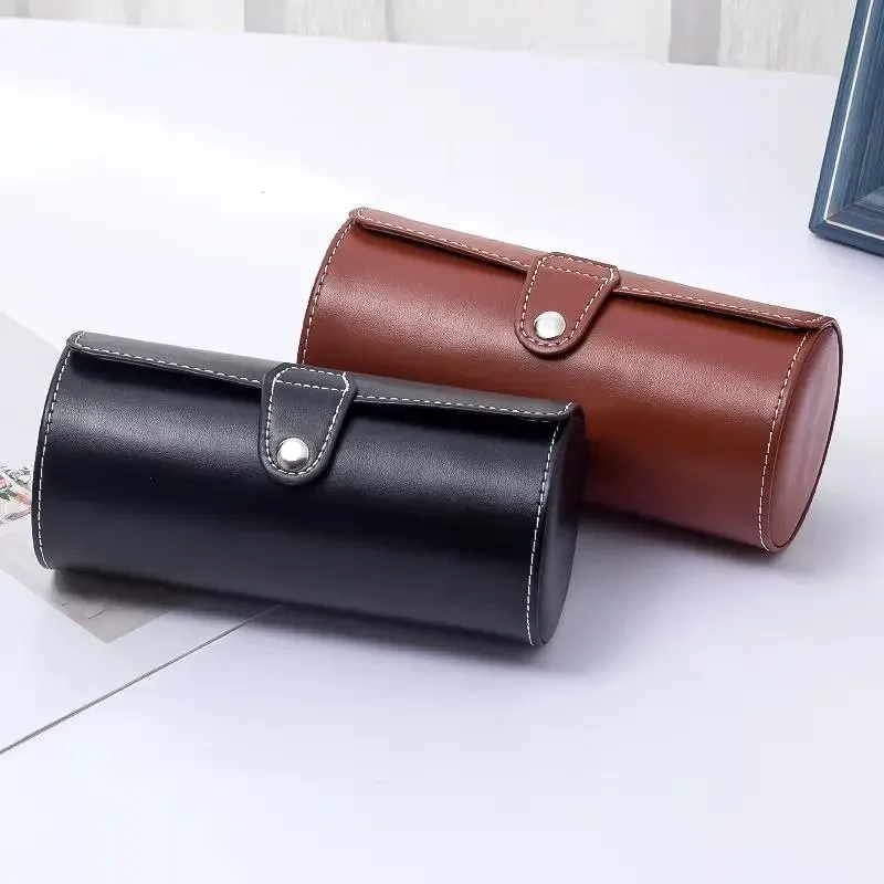 

3 Slots Watch Roll Travel Case Display Portable Watches Storage Box Organizer Jewelry Pouch Holder Black Brown