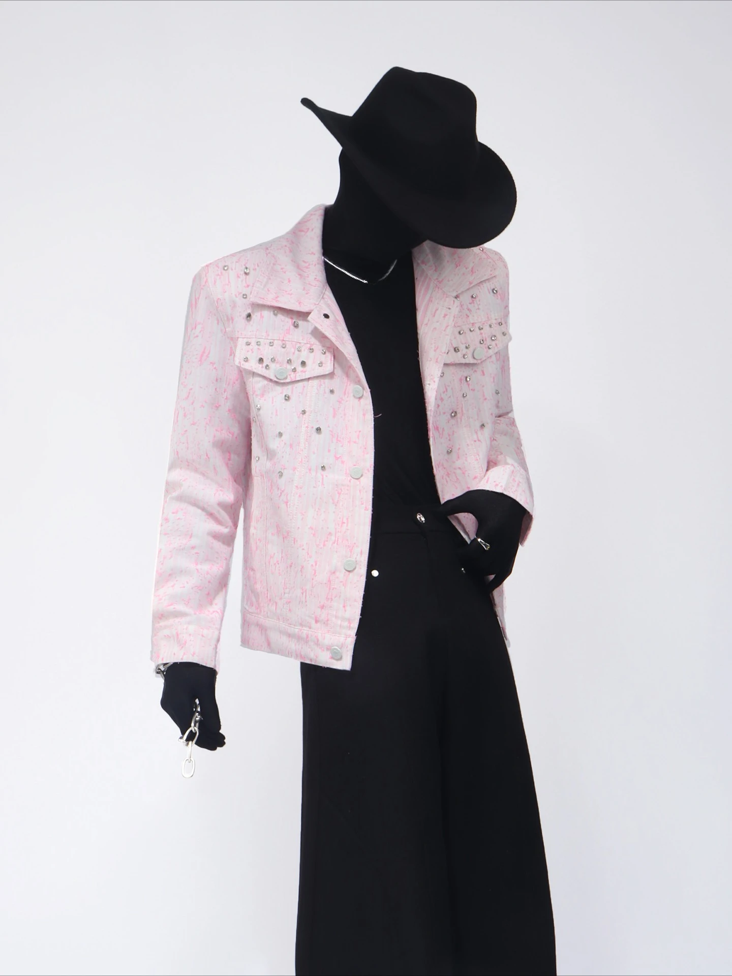 2025 Men's Autumn New Diamond-Studded Coats Male Fashion Long-Sleeve Short Style Jackets Trendy Padded Shoulder Versatile Jacket