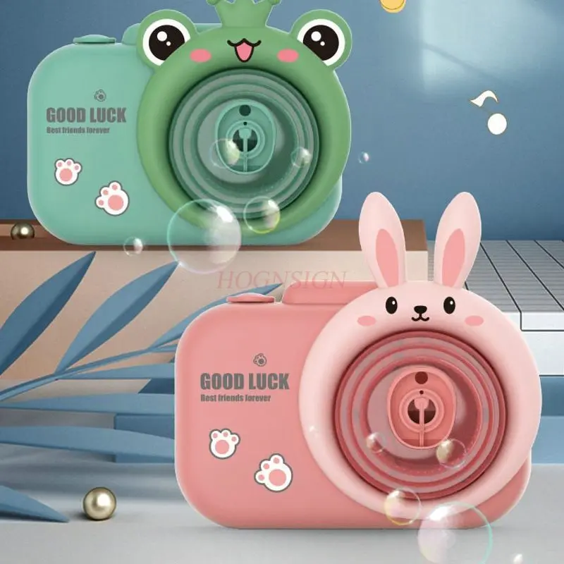 Child Cartoon Camera Bubble Machine Summer Electric Light Music Controlled Fully Automatic One-Button Bubble Blower Toy