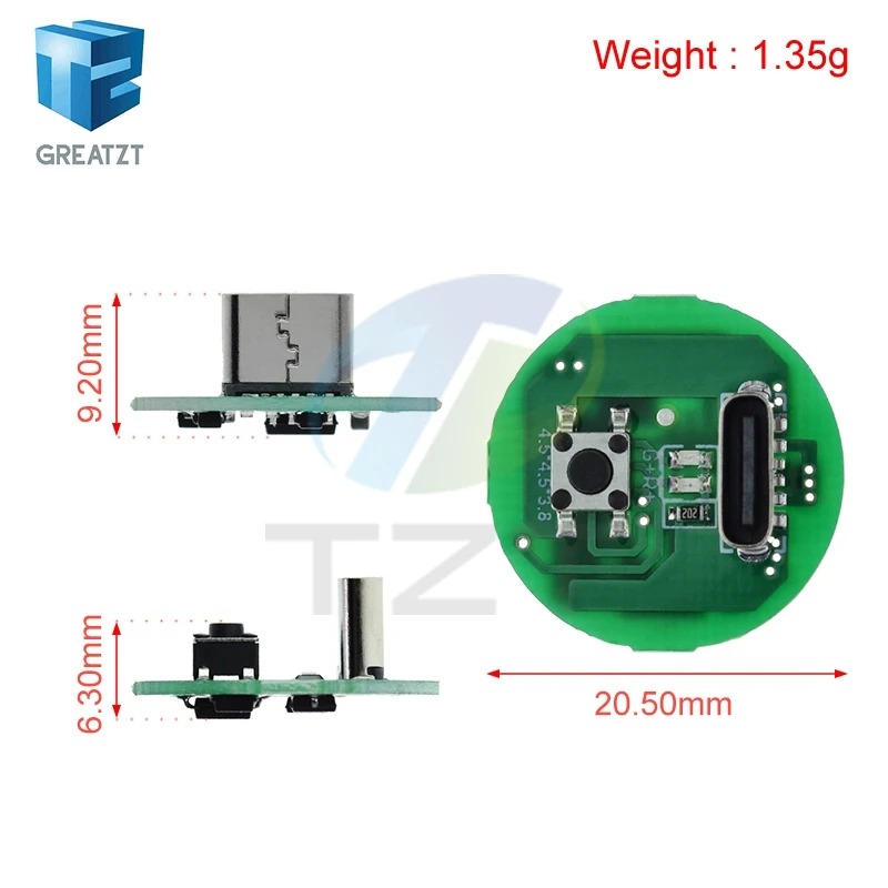 1/5PCS Strong Flashlight Driver Board 5W 10W Flashlight Driver Board Three-speed Control Type-c Charging and Discharging Module
