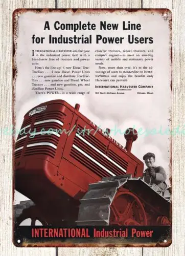 1940 Industrial Power tractor IHC metal International Harvester tin sign