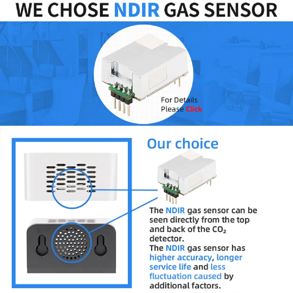 Rilevatore di CO2 per interni WIFI Monitor della qualità dell\'aria 5 in 1 Tester di formaldeide HCHO TVOC Tester di umidità della temperatura